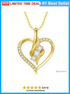 14K Solid Gold Heart Necklace Moissanite Infinity Pendant Gift Women